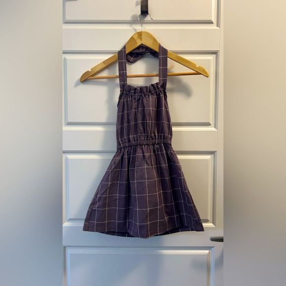 NWOT Girls Gingham Dusty Periwinkle halter dress. - Picture 2 of 10
